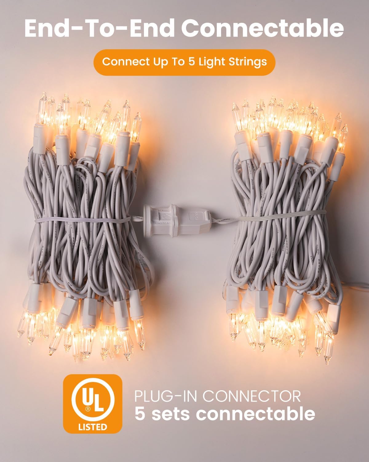 Minetom Clear Christmas Lights Set - 100 Count Mini String Lights for Indoor Decor | 20 Feet, White Wire