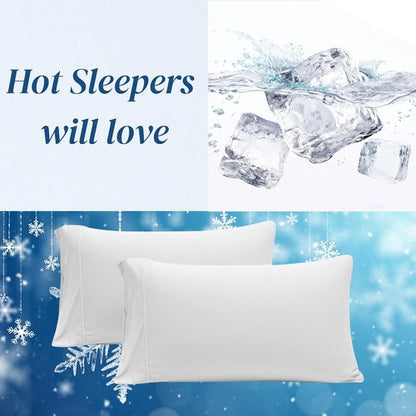 Beckham Hotel Collection Cooling Pillowcases - Silky Soft & Breathable | Standard/Queen Size Set of 2, White