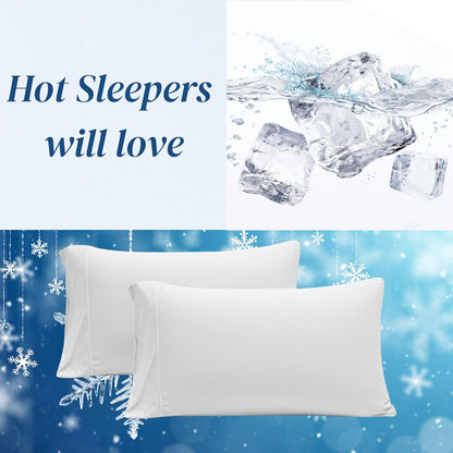 Beckham Hotel Collection Bed Pillows - Cooling Pillowcases for Hot Sleepers | Queen Size Set of 2, Soft Down Alternative