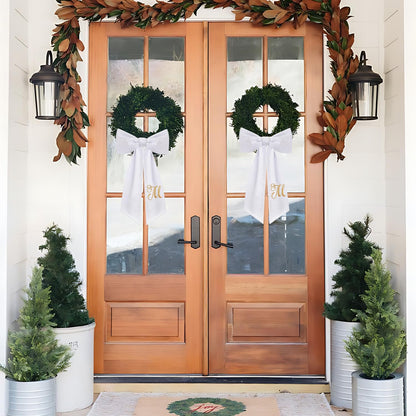 Skiennix Monogrammed Wreath Sash - 2 Pack for Boxwood Front Door Decor | Letter M