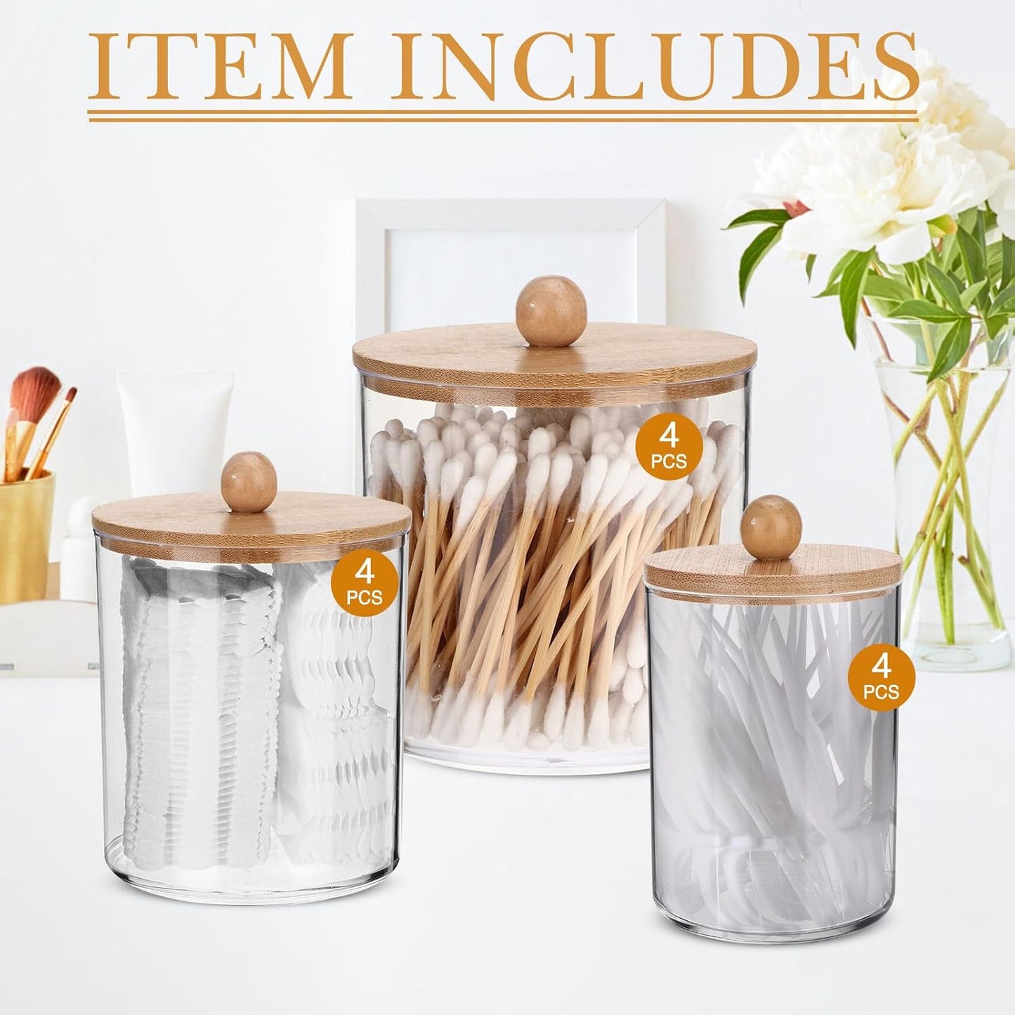 Meanplan Apothecary Jars - Clear Plastic Storage Containers with Lids | 10/22/39 oz, 9 Pack
