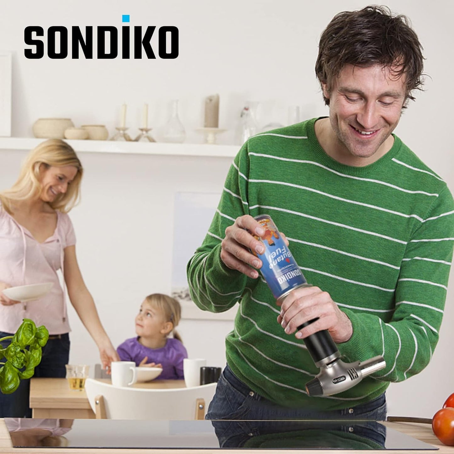 Sondiko Butane Torch - Refillable Kitchen Torch Kit with Premium Fuel Refill | Ideal for Soldering & Cooking