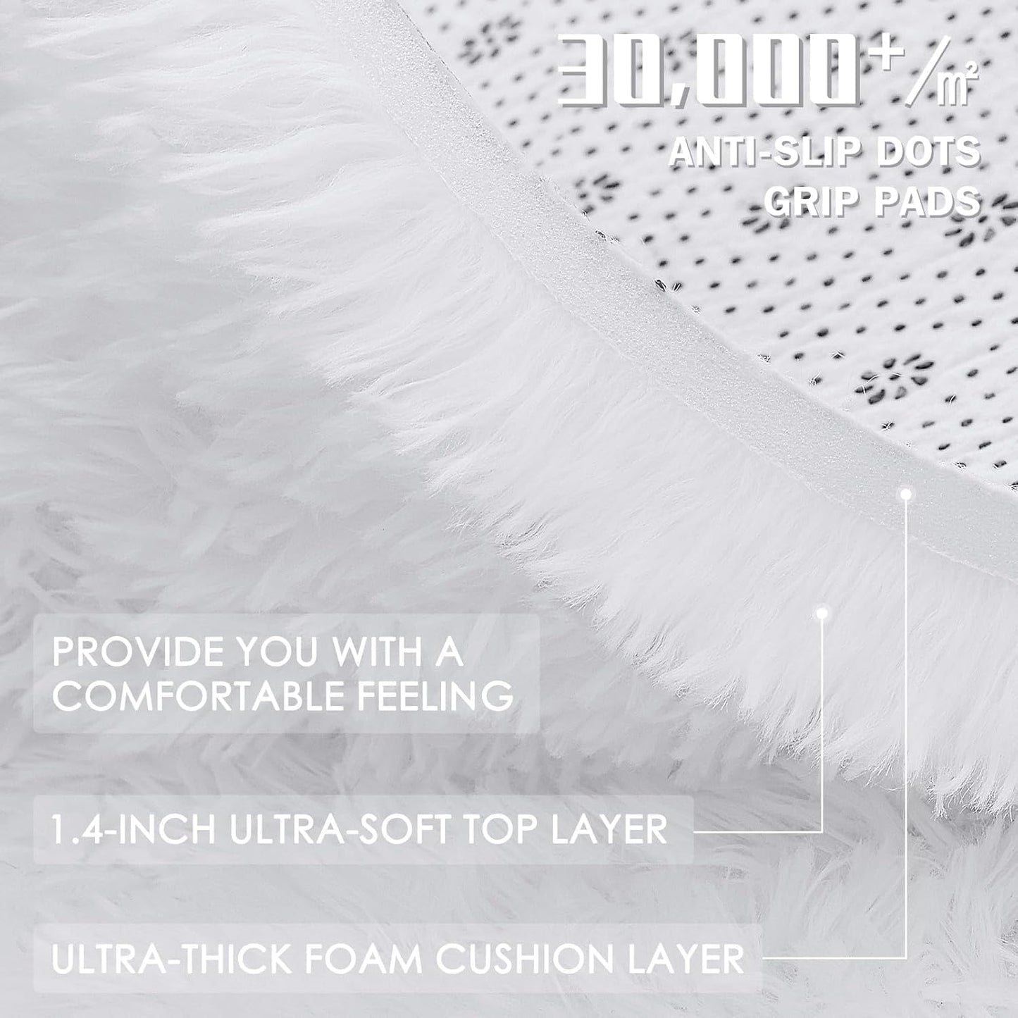OLANLY Soft Fluffy Shaggy Accent Rug - 3x4 Machine Washable Area Rug for Bedroom & Nursery, White