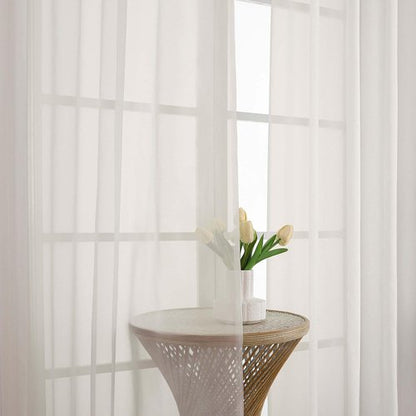 OWENIE Sheer Ivory Curtains 84 Inch Length 2 Panels Set for Living Room Bedroom, Rod Pocket Voile Sheer Panel Drapes, Ivory, 2pcs, Each 42" W x 48" L