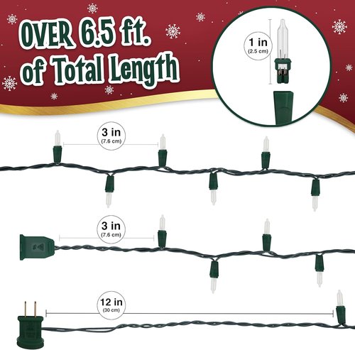 Clear Warm White Christmas Tree Lights - 35 Mini Bulbs with Multifunctional Modes | 6.3 ft String for Indoor & Outdoor Decor