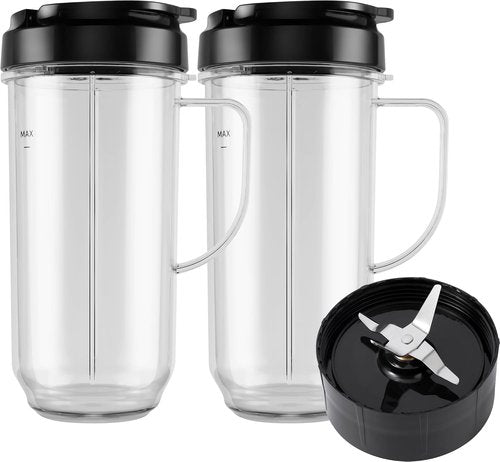 Magic Bullet 5-Piece Blender Cup Set - 22oz Tall Cup with Flip-Top Lid & Cross Blade