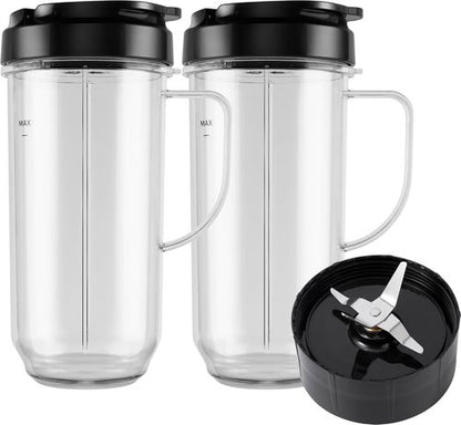 Magic Bullet 5-Piece Blender Cup Set - 22oz Tall Cup with Flip-Top Lid & Cross Blade
