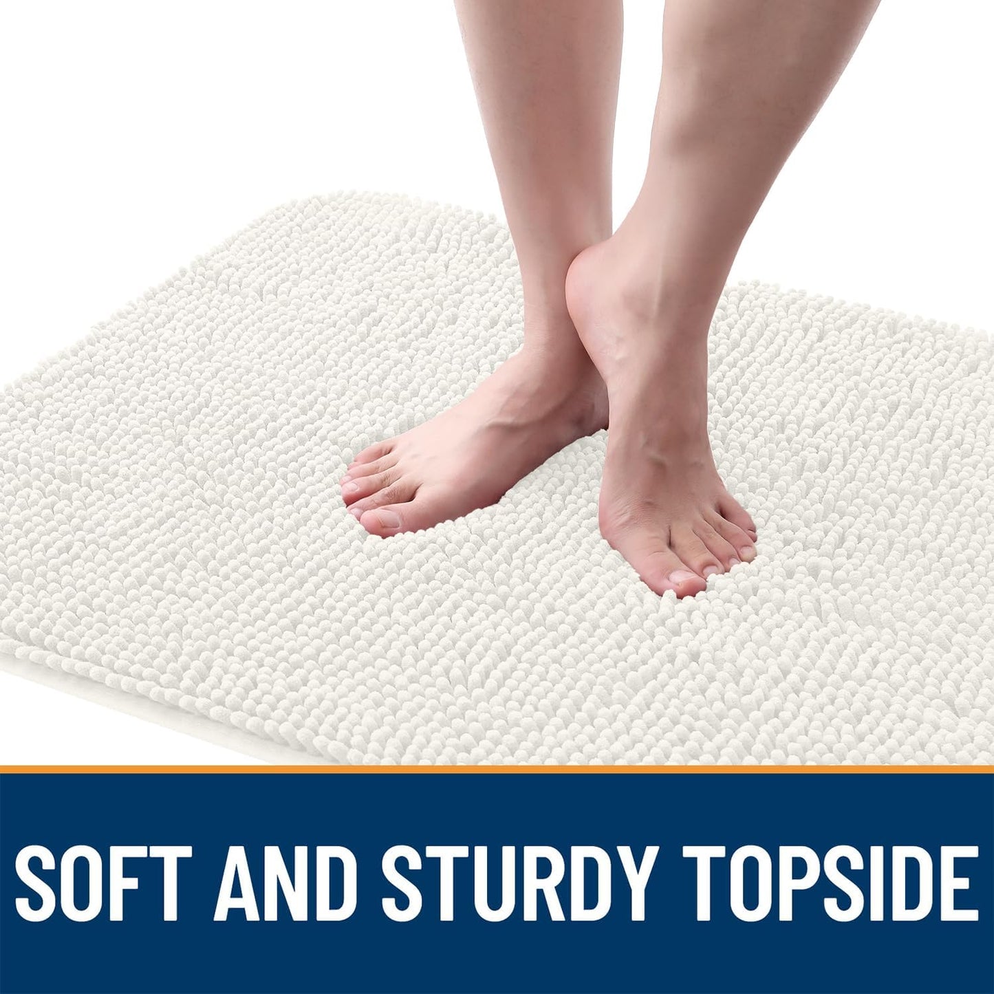 OLANLY Dog Door Mat - Absorbent Non-Slip Mud Mat for Indoor Use | 47x32, Quick Dry Chenille, Ivory