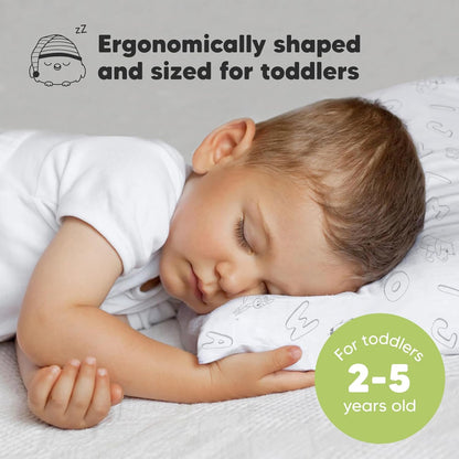 My Little Dreamy Toddler Pillow - Organic Cotton Travel Bed Pillow with Soft, Breathable Case | 13x18 Inches, Machine Washable for Ages 2-5