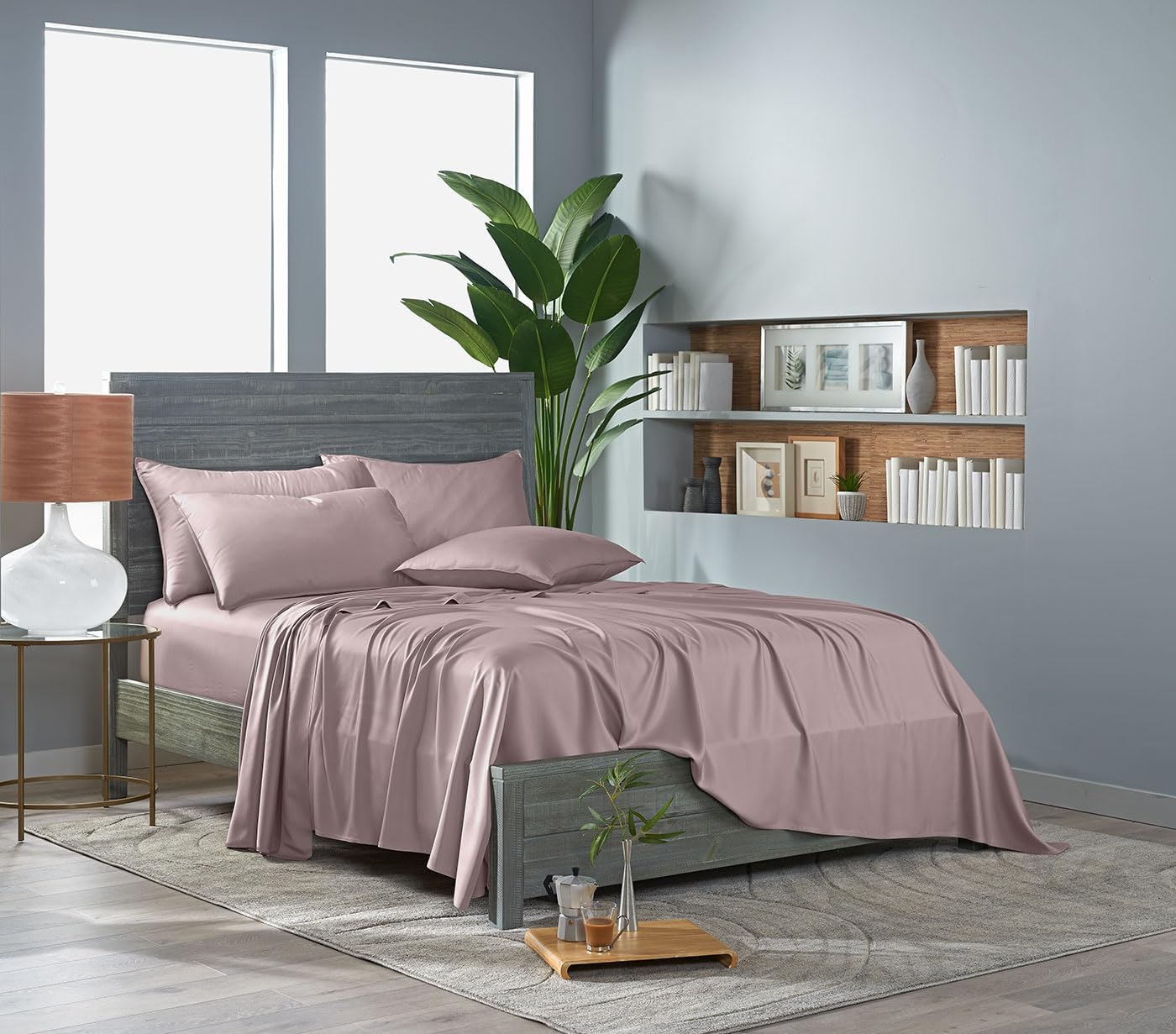 Pure Bamboo Queen Sheets - Luxuriously Soft & Cooling 100% Organic Viscose Bed Sheet Set | Dusty Pink, 2-Year Quality Promise