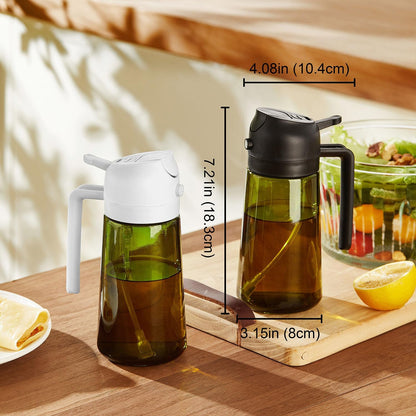 TrendPlain - Olive Oil Dispenser Bottle | 16oz Kitchen Gadget & Air Fryer Accessory - Ash Color
