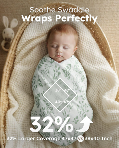 Yoofoss Organic Muslin Swaddle Blanket - Soft & Breathable 47 x 47 Inches for Newborns, Baby Boys & Girls