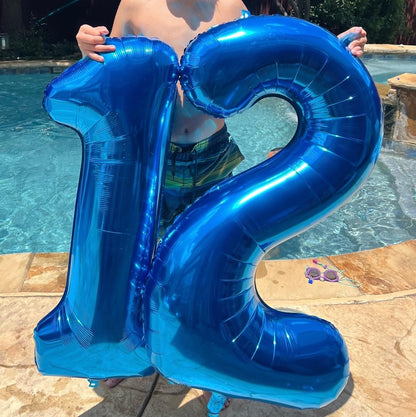 Number Balloons by Happy | Dark Blue 27 Birthday Decoration for Men & Women - Foil Design