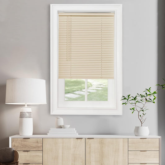 Achim Home Decor Cordless Mini Blinds - Light Filtering, 58" W x 64" L, 1" Slat Size - Alabaster