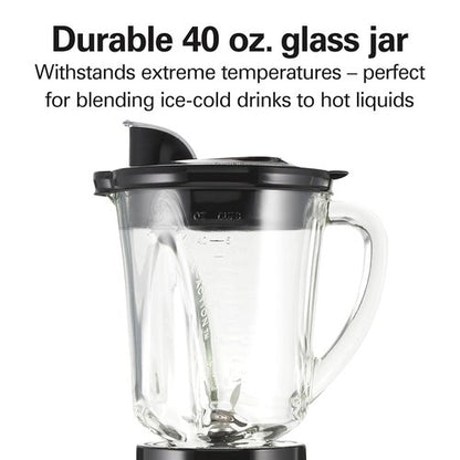 Hamilton Beach Blender & Food Processor Combo - 700W Power, 40oz Glass Jar, Gray & Black