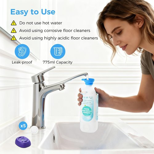 Ndoge Power Mop™ Refillable Bottle for Swiffer® PowerMop™ Multi-Surface Mop, 775ML /26 FL OZ Leak-Proof HDPE Refillable Bottle Solution Powermop™ Reusable Solution Container Replacement