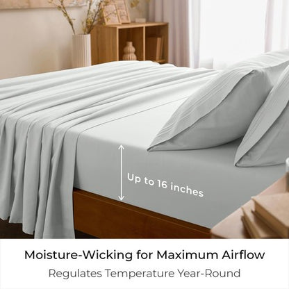Mellanni Full Sheets Set - 4 PC Iconic Collection Bedding - Hotel Luxury, Extra Soft, Cooling Bed Sheets - Wrinkle, Fade, Stain Resistant (Full, Ivory)