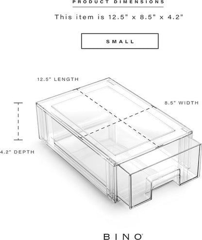 BINO Stackable Storage Drawers - Clear Small Organizers for Bathroom & Vanity Cabinet