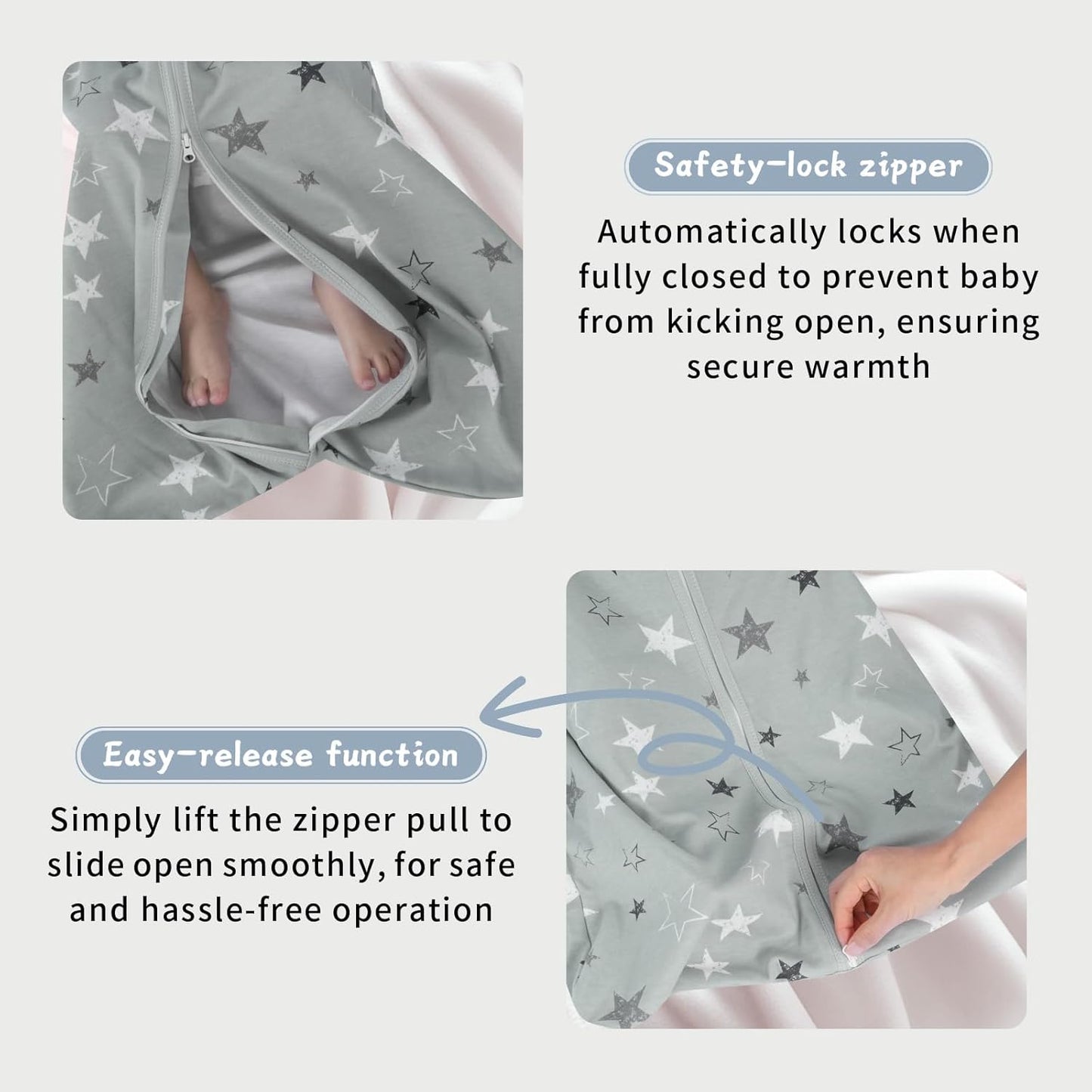 Skiennix Baby Sleep Sack - 100% Cotton Wearable Blanket for Newborns | 3-Pack, 0.5 TOG, 2-Way Zipper