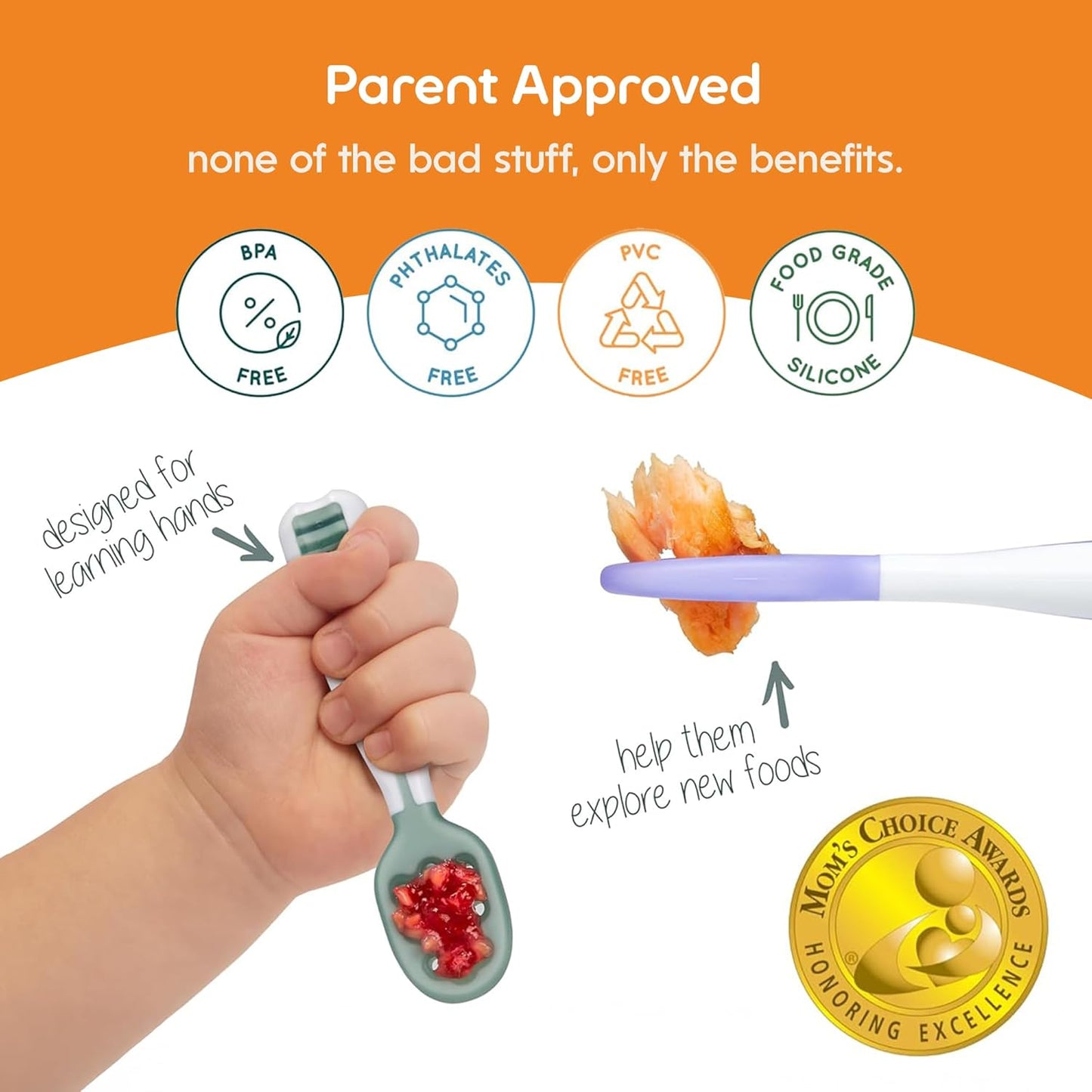 NumNum Baby Spoons Set - Silicone Self-Feeding Utensils for 6+ Months | BPA-Free, 4 Pack Sweet Dreams