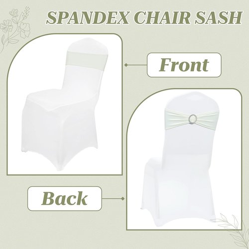 MDS Spandex Chair Sashes - Universal Fit Elastic Stretch Bands with Buckle for Weddings | Ivory - Pack of 200