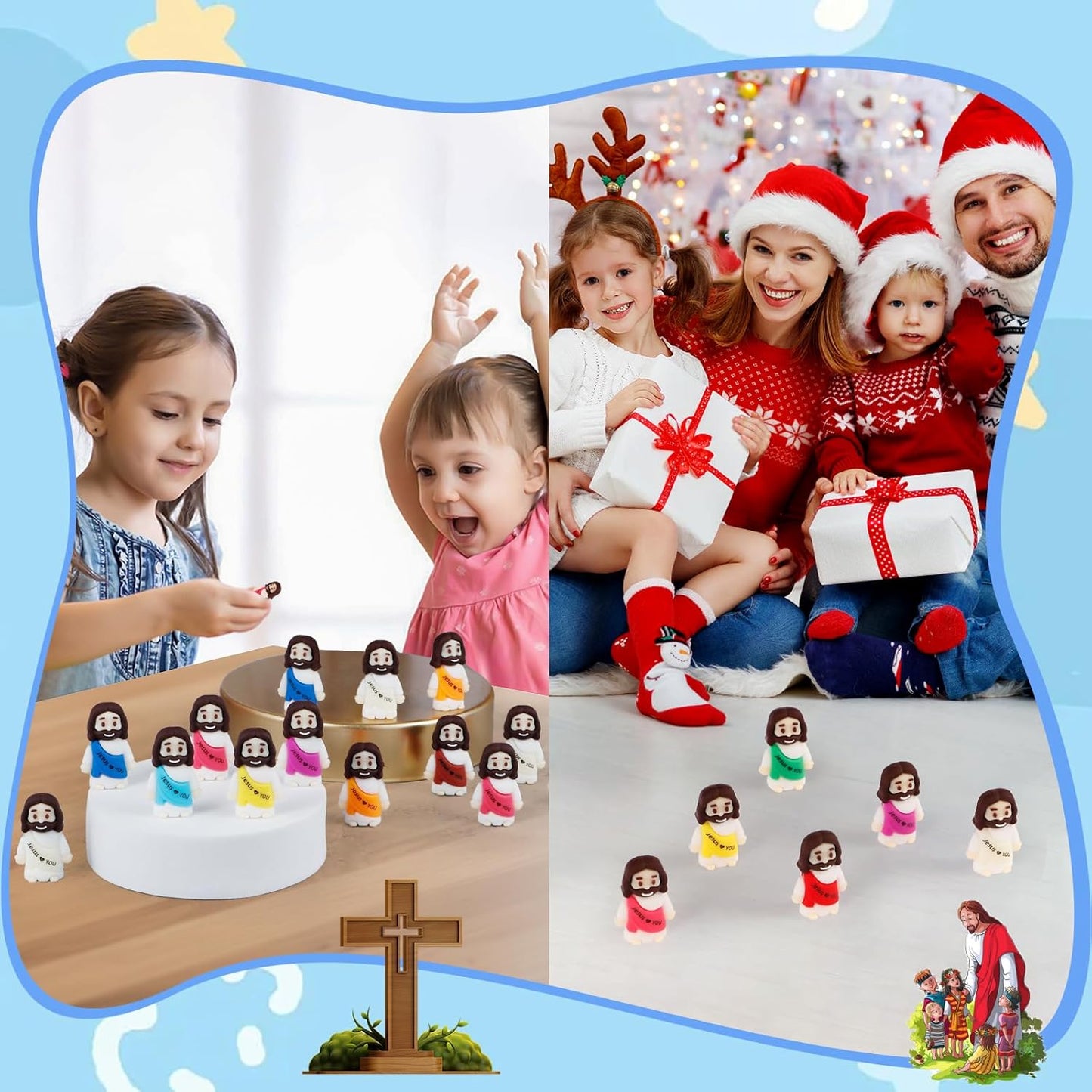Skiennix 120PCS Mini Jesus Figurines - Colorful Tiny Religious Gifts for Easter Egg Stuffers