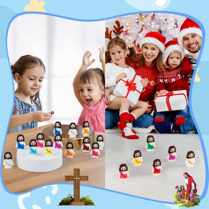 Skiennix 120PCS Mini Jesus Figurines - Colorful Tiny Religious Gifts for Easter Egg Stuffers