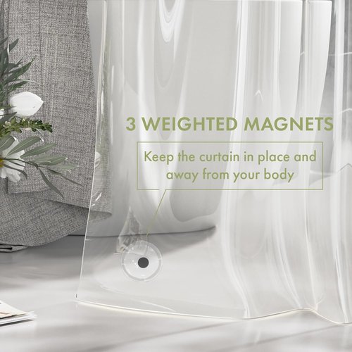AmazerBath Long Shower Curtain Liner with 3 Magnets, 72x90 Clear Shower Curtain Liner Tall, Waterproof Plastic Shower Liner, Lightweight PEVA Shower Curtain with 12 Rustproof Metal Grommets