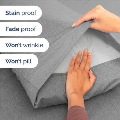 Split King Size 5 Piece Sheet Set - Comfy Breathable & Cooling Bed Sheets Set - Hotel Luxury Bedding for Women, Men, Kids, Teens, Boys & Girls - Deep Pockets & Wrinkle Free - Grey (Heathered Sheets)
