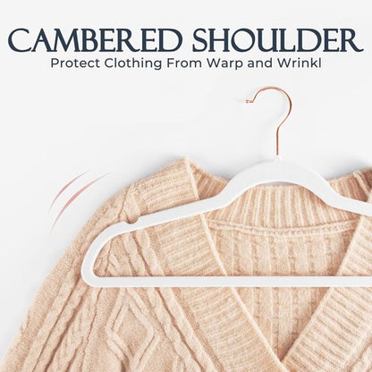 HOUSE DAY White Velvet Hangers - Premium Non-Slip Felt Clothes Hangers | 60 Pack, Durable Heavy Duty Design