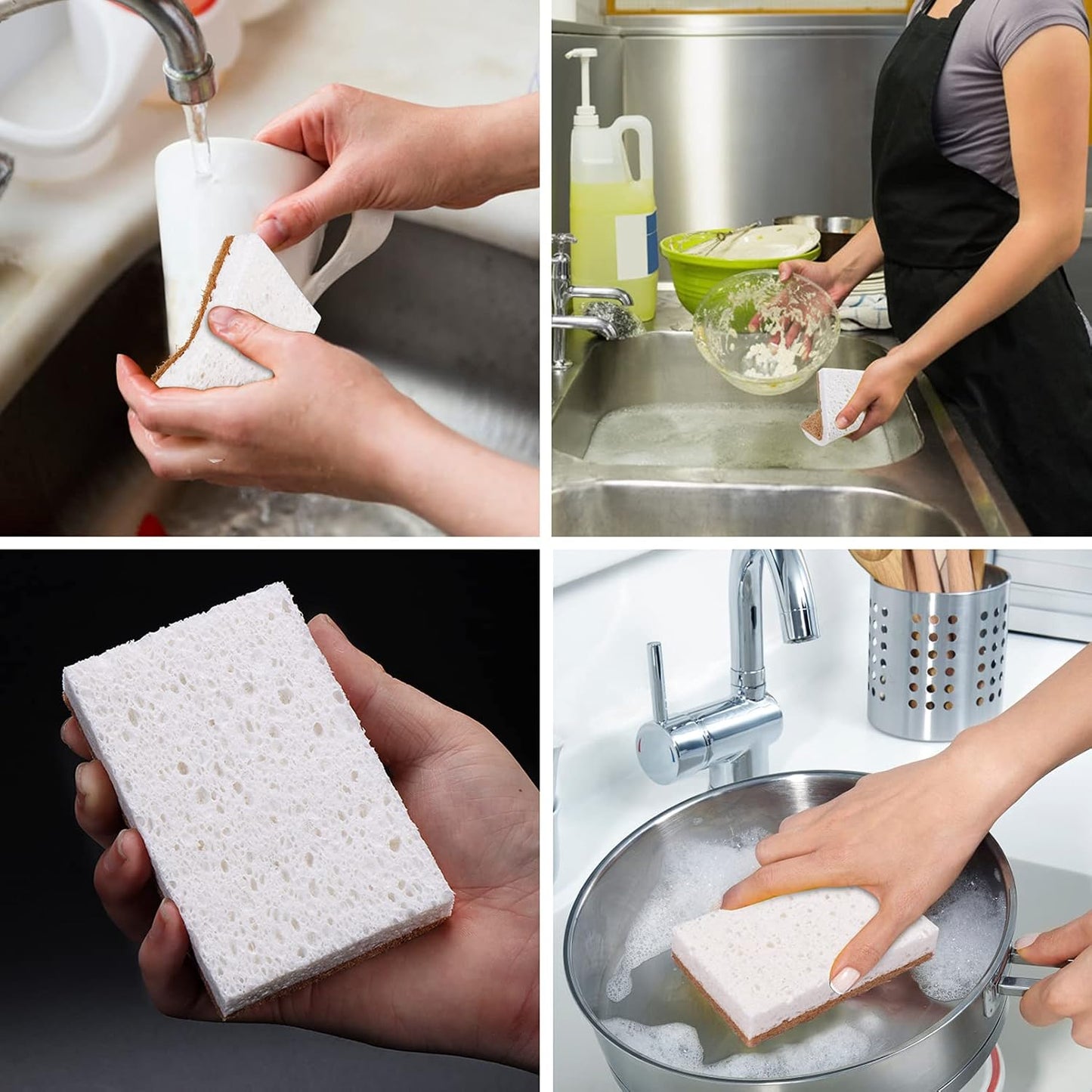 Skiennix Natural Sponges - Eco-Friendly Non-Scratch Scrub Sponge Set | 9-Pack Biodegradable Dish Cleaners