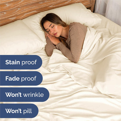 Skiennix Full Size 4-Piece Sheet Set - Comfy, Breathable & Cooling Bedding - Ultra-Soft, Deep Pockets, Off White