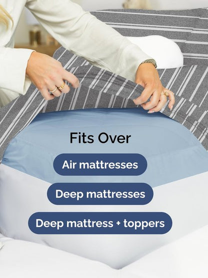 Extra Deep Twin XL Sheet Set - 4 Piece Breathable and Cooling Sheets - Hotel Luxury Bedding for Women, Men, Kids & Teens - Easy Secure Fit - Soft & Wrinkle Free with Extra Deep Pockets - Grey Stripes