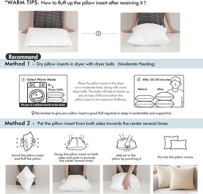 MIULEE Throw Pillow Inserts - Set of 2, 18x18 Inches, Non-Woven Decorative Cushions for Living Room