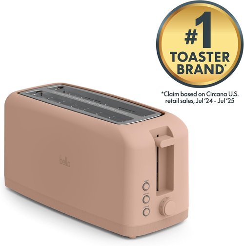 Bella 4-Slice Slim Toaster - 10” Long Slot with 6 Shade Settings & Auto Shutoff | Blossom Color