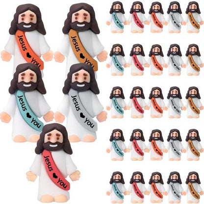 Bememo 25 Pcs Little Jesus Figures, Mini Jesus Loves You Figures, Original Design Multicolor Tiny Easter Figurines to Hide and Seek Religious Gifts for Easter Egg Stuffers(Bohemia Colors)
