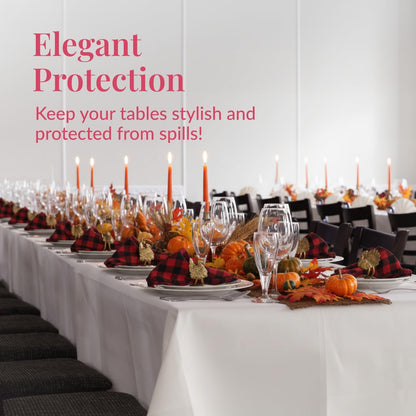 Prestee Disposable Table Cloths - Heavy-Duty Waterproof Rectangle Covers | 4 Pack, 108" x 54", White for Events
