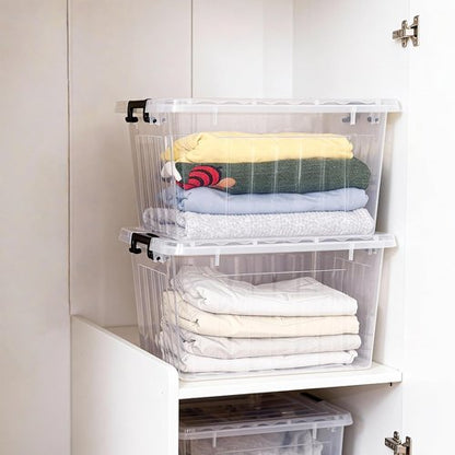 Citylife 22 QT Clear Plastic Storage Bins - Stackable & Nestable Containers for Garage, Closet, Kitchen | 2-Pack