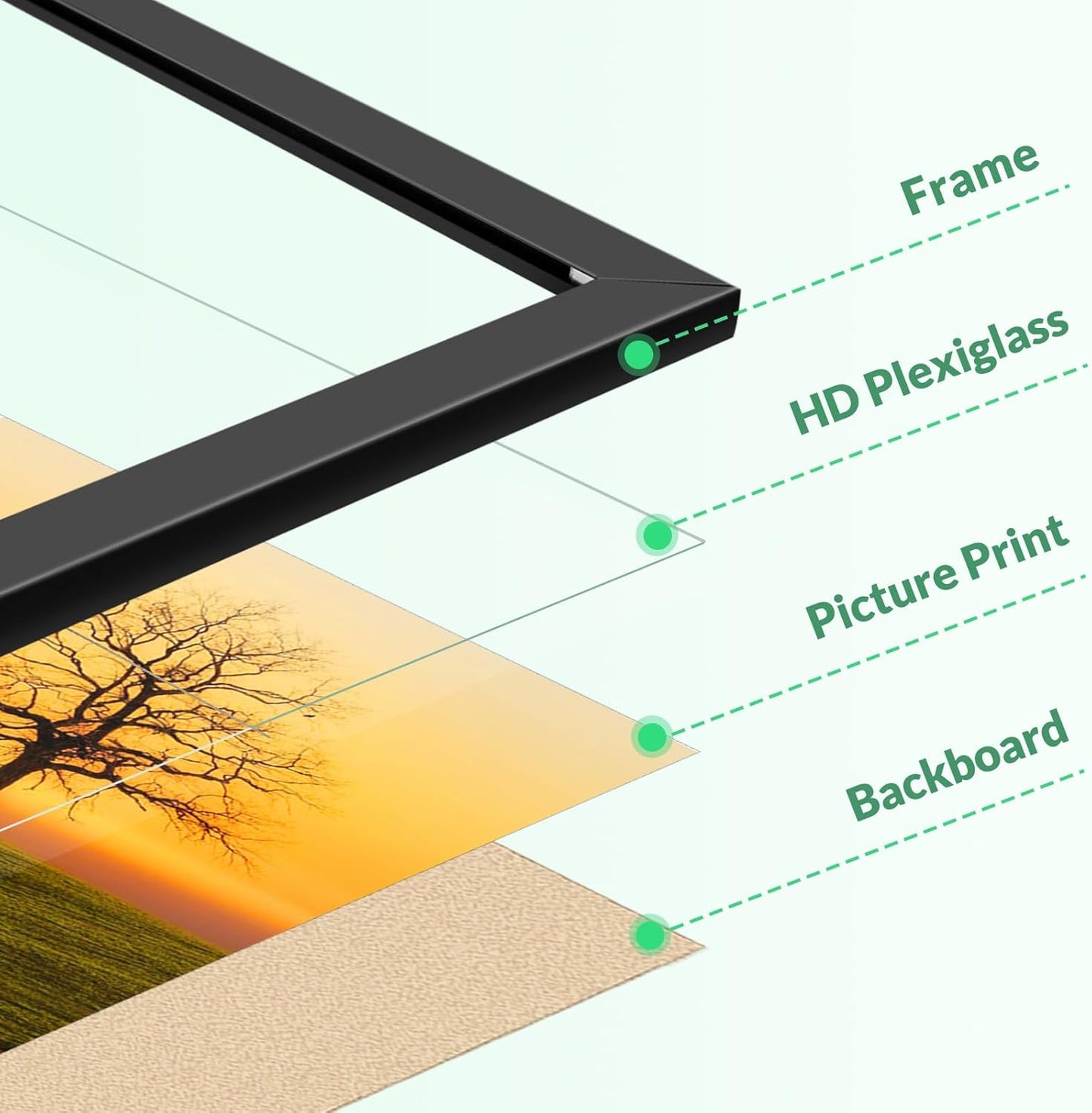 Black 8.5x11 Picture Frame by [Brand Name] - Shatter Resistant Plexiglass for Wall Display | Sturdy Design, 1 Pack