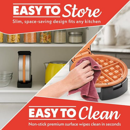 Gourmia Belgian Waffle Maker - Adjustable Browning Control, Nonstick Plates, Compact Design