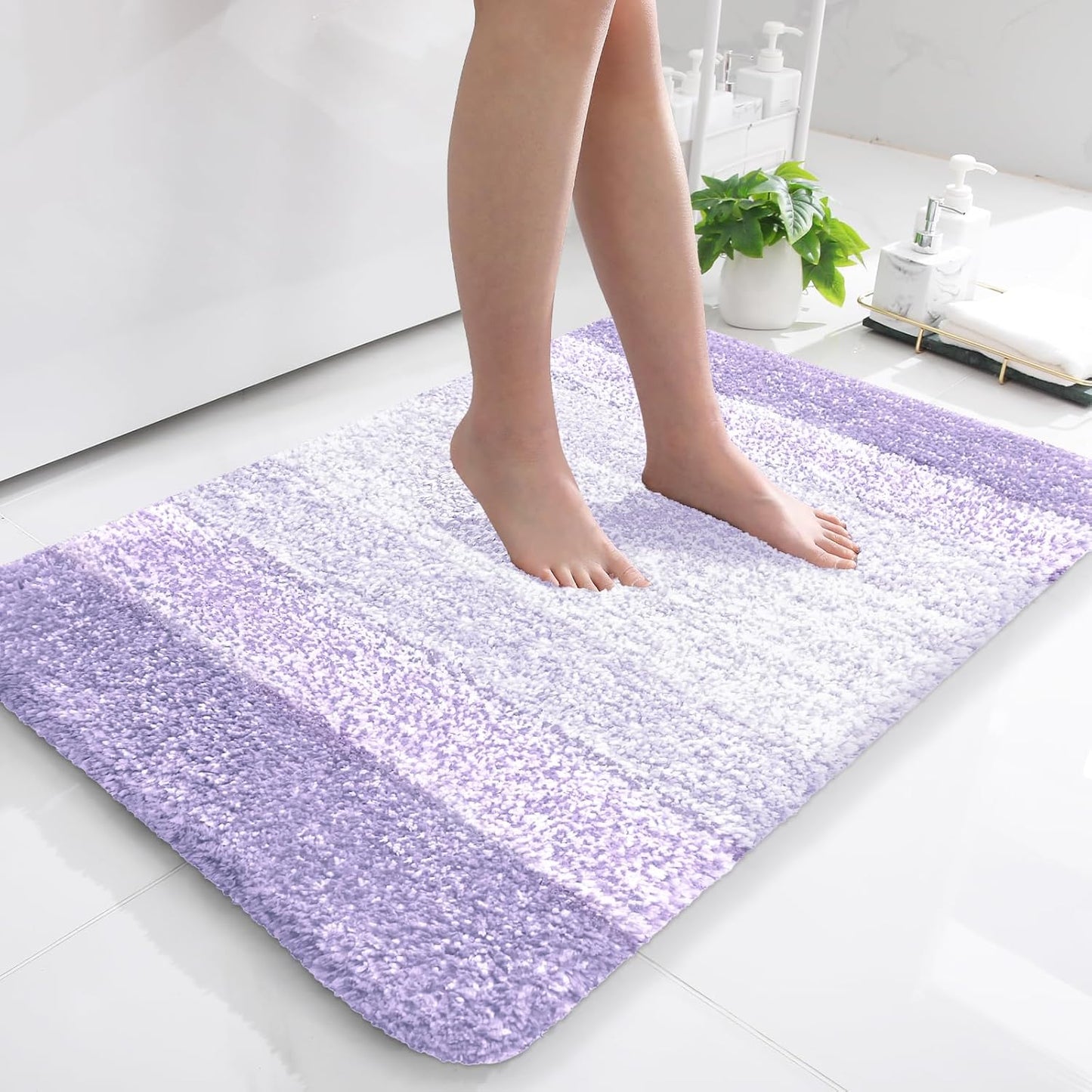 OLANLY Bathroom Rug Mat - Extra Soft Microfiber, Quick-Dry & Machine Washable | 36x24 Light Purple