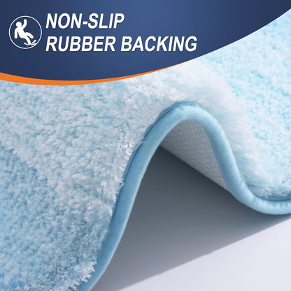 OLANLY Bath Rugs - Extra Soft Microfiber Mat with Rubber Backing | Quick Dry, Machine Washable, 34x21, Sky Blue