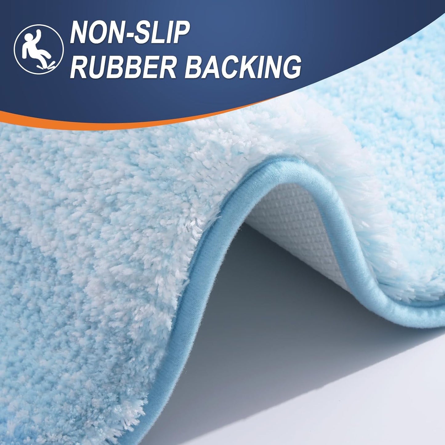 OLANLY Large Bath Rugs - Extra Soft Microfiber with Rubber Backing | Quick Dry, Machine Washable, Sky Blue 45x27