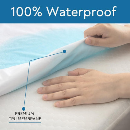 Twin XL Mattress Protector Waterproof Breathable Terry Premium Fitted up to 14'' Depth Pocket, Ultra Soft and Breathable Mattress Pad Cover Twin Extra Long (XL), Noiseless