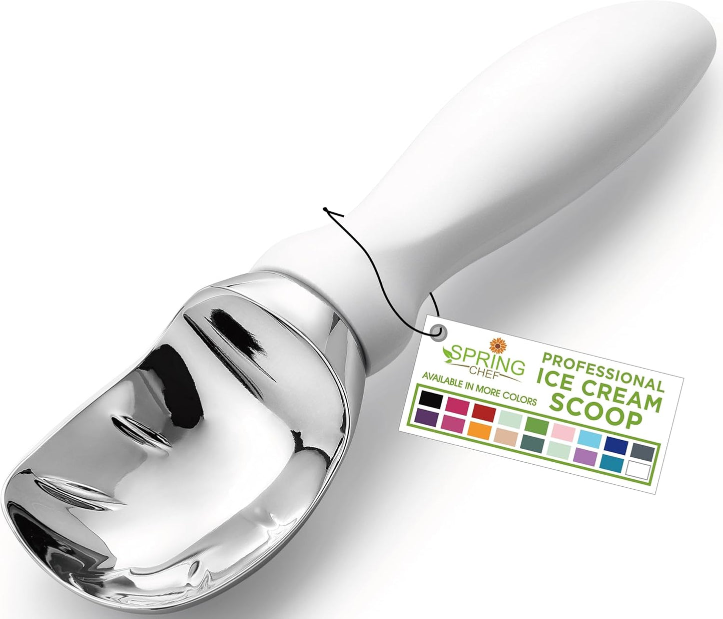 Spring Chef Ice Cream Scoop - Heavy Duty Metal Scooper with Comfortable Handle | Dishwasher Safe for Gelato, Sorbet, Sundae