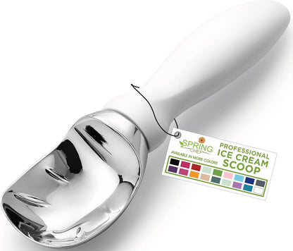 Spring Chef Ice Cream Scoop - Heavy Duty Metal Scooper with Comfortable Handle | Dishwasher Safe for Gelato, Sorbet, Sundae