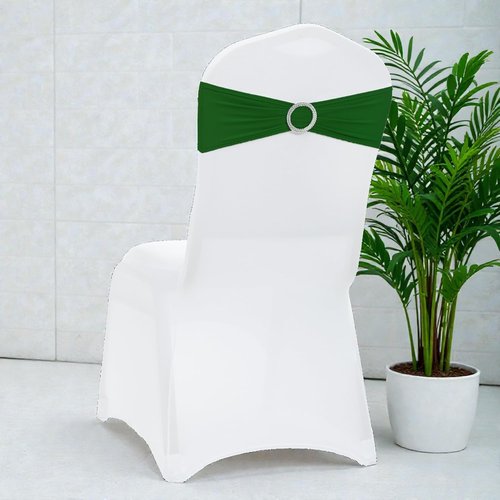 MDS Spandex Chair Sashes - Premium Stretch Covers with Buckle Slider for Weddings & Events | Green, Pack of 50