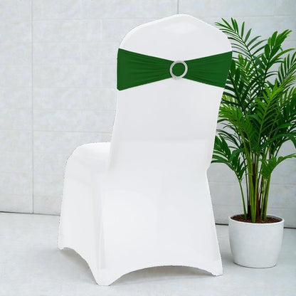 MDS Spandex Chair Sashes - Premium Stretch Covers with Buckle Slider for Weddings & Events | Green, Pack of 50