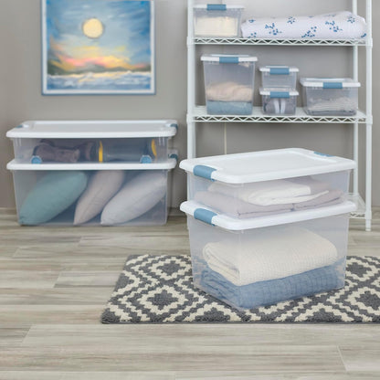 Sterilite 6-Pack Latching Storage Bins - Clear Plastic Under Bed Organizers, 64 Quart Capacity