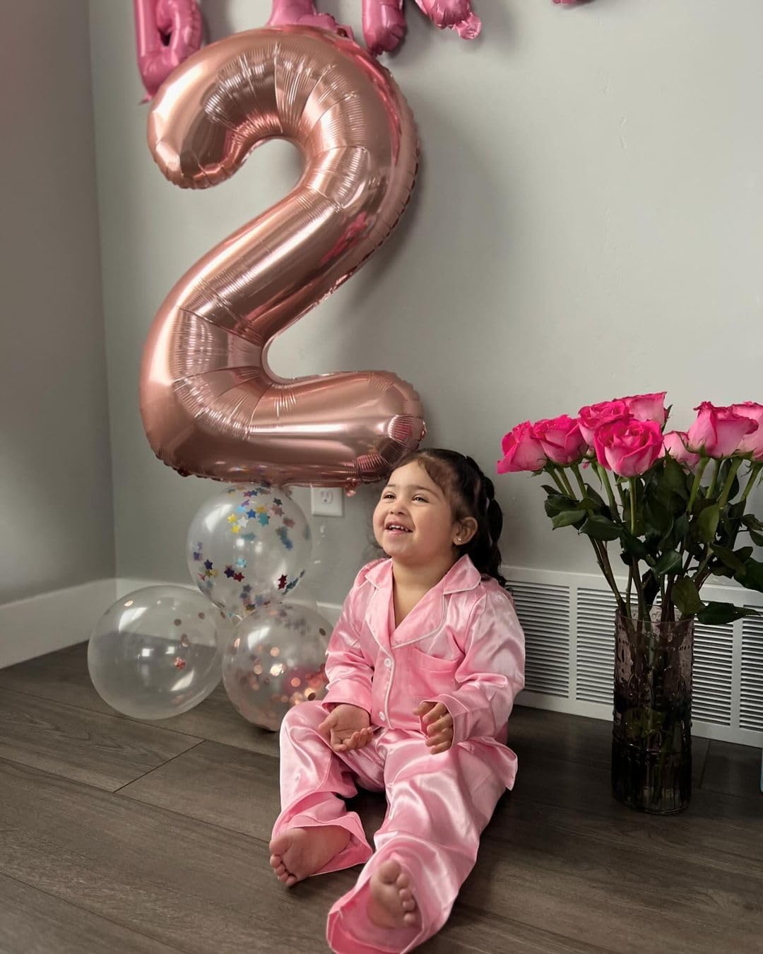 Rose Gold Number 2 Balloon - 40 Inch Birthday Decoration for Second Birthday Party Supplies